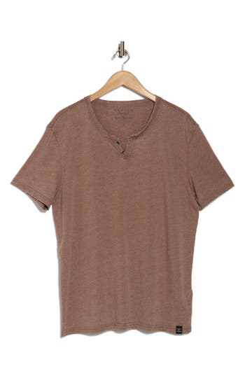 Lucky Brand Button Notch Neck T-shirt In Cocoa Brown