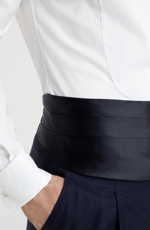 Shop Brunello Cucinelli Cotton And Silk Satin Cummerbund In Navy Blue