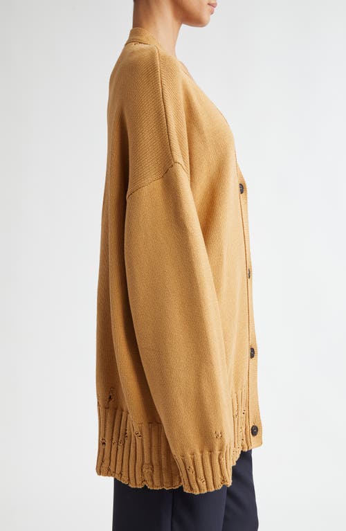 Shop Marni Oversize Distressed Cotton Cardigan In Tan