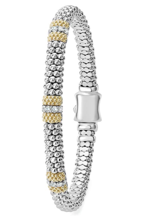 Shop Lagos Dia Lux Caviar Diamond Station Bracelet In Silver/gold/diamond