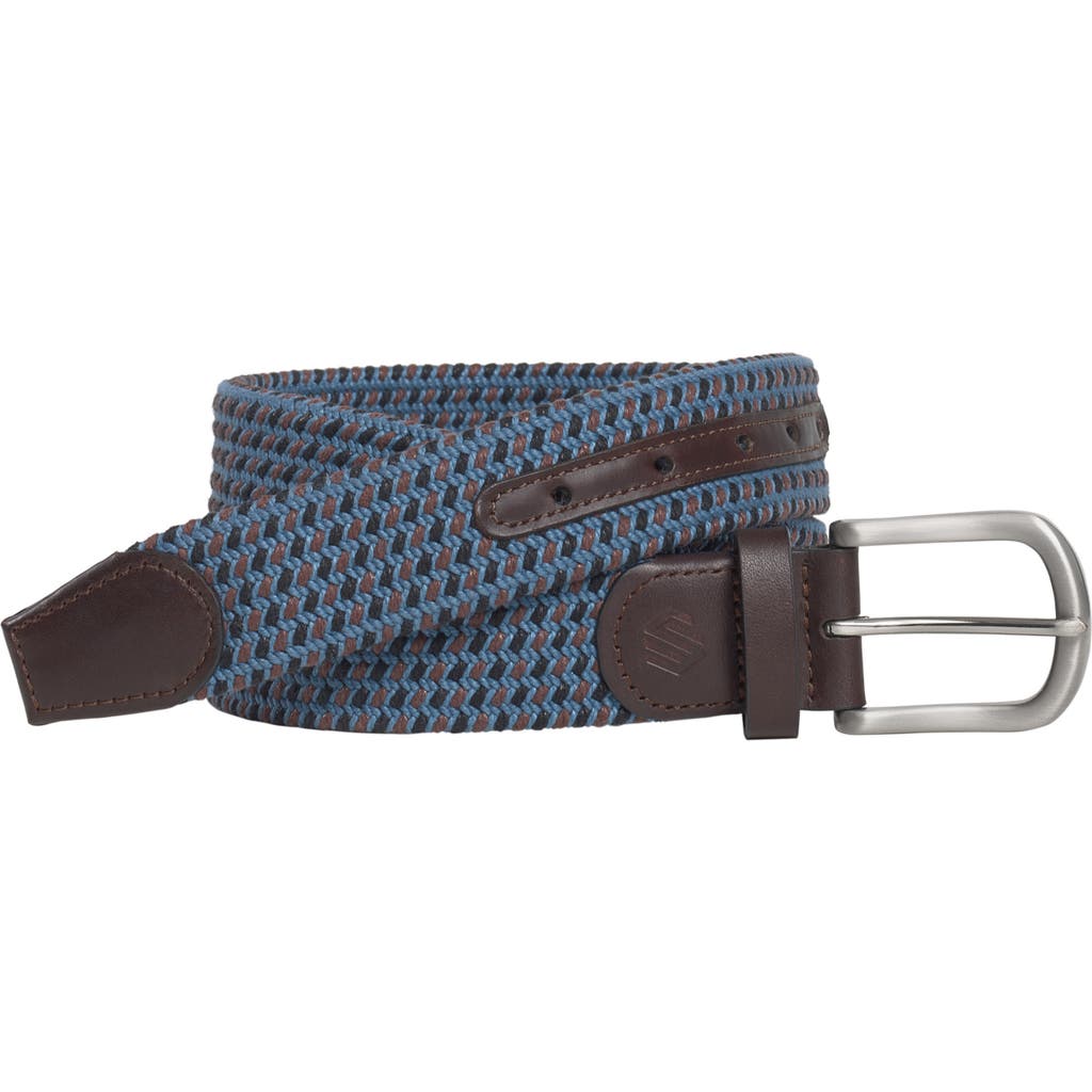 Johnston & Murphy Woven Stretch Belt In Navy/blue/brown