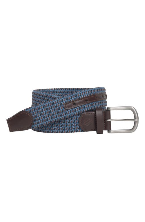 Shop Johnston & Murphy Woven Stretch Belt In Navy/blue/brown