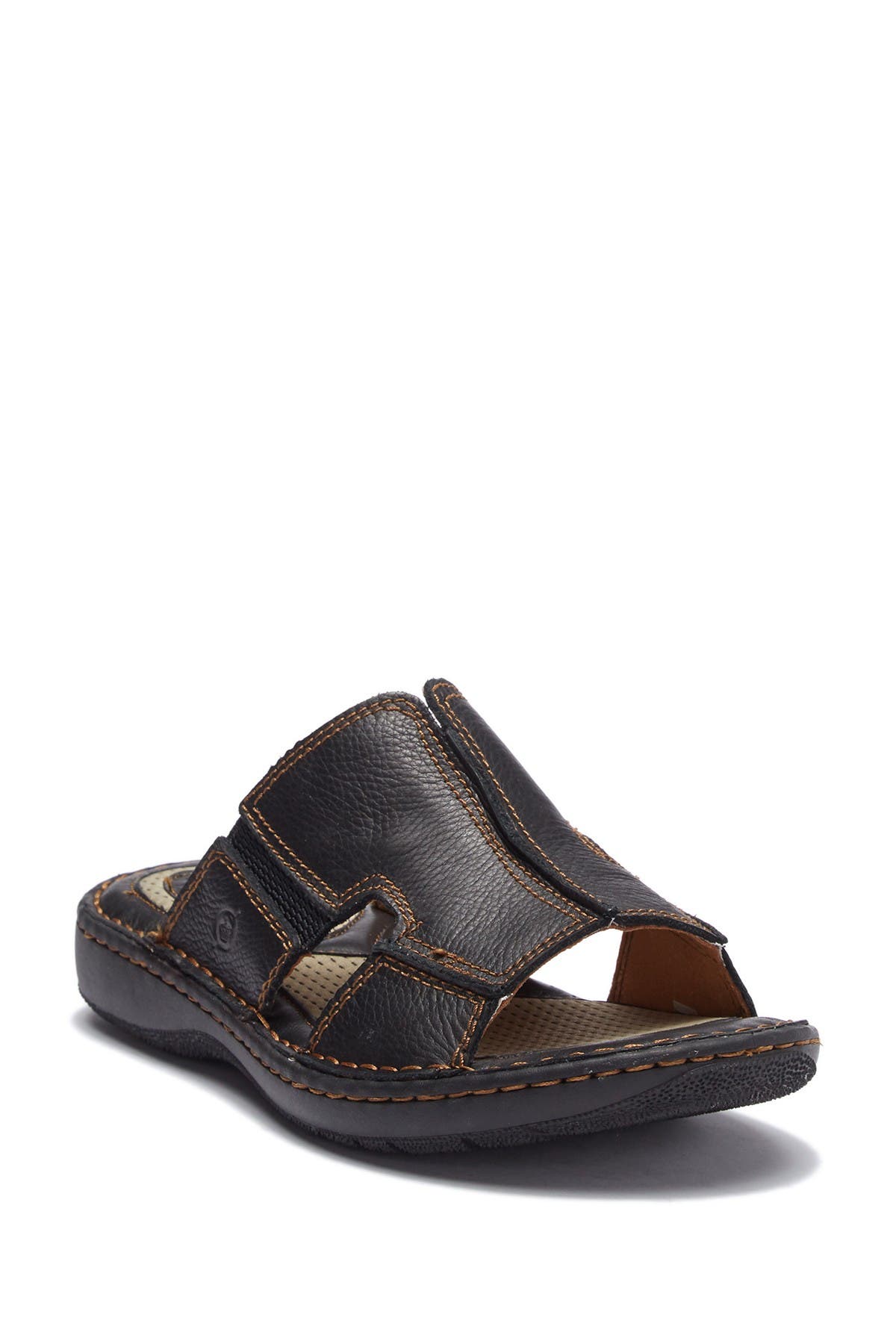 Born Robert Leather Slide Sandal In Black ModeSens