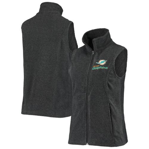DUNBROOKE Women's Miami Dolphins Gray Houston Fleece Full-Zip Vest