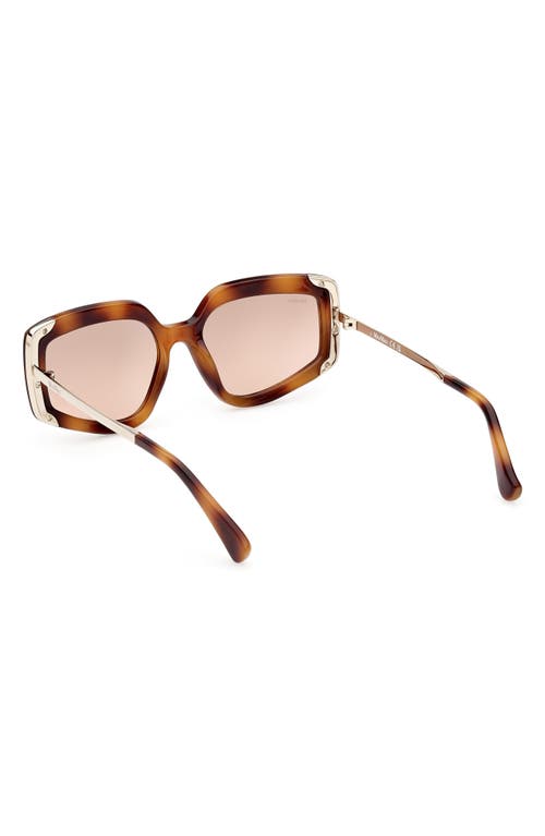 Shop Max Mara 55mm Geometric Sunglasses In Dark Havana/brown Mirror