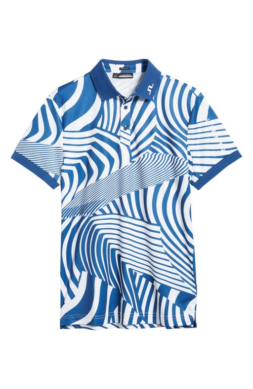 Shop J. Lindeberg Tour Tech Performance Golf Polo In Dazzle Wave Estate