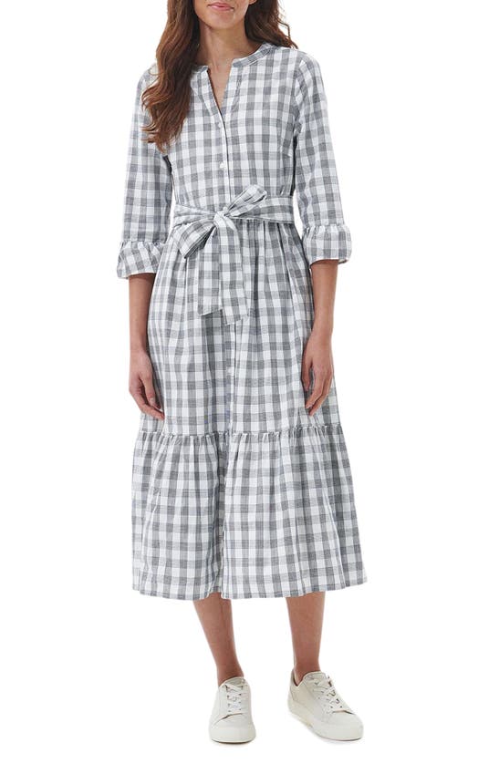 Barbour Seamills Cotton Gingham Shirtdress In Gray