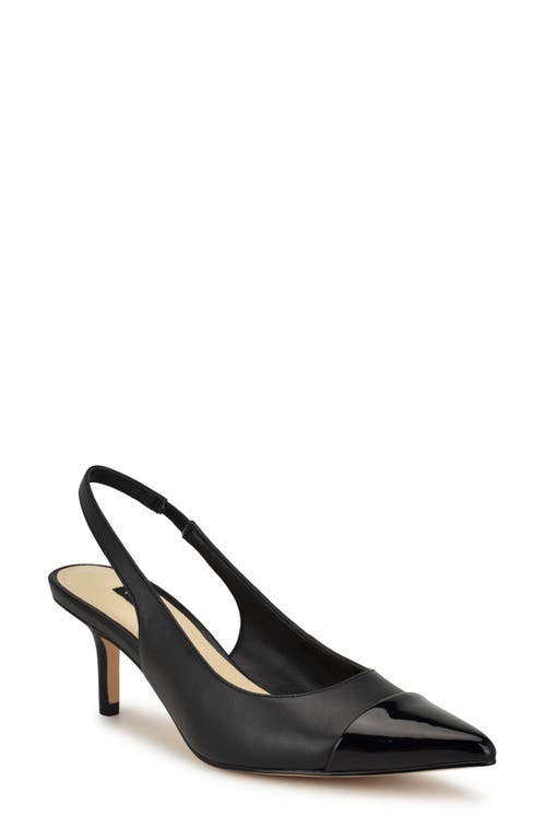 Shop Nine West Awaie Slingback Pointed Cap Toe Pump In Black