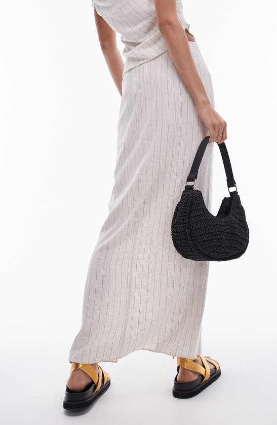 Topshop Pinstripe Maxi Skirt In Beige