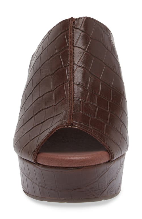 Shop Chocolat Blu Platform Slide Sandal In Brown Embossed Crocodile