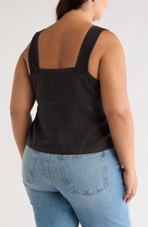 Joie Paisley Sleeveless Linen Top In Caviar