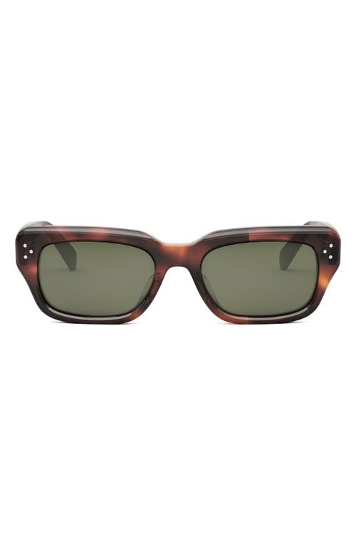 Shop Celine Bold 3 Dots 54mm Rectangular Sunglasses In Havana/green