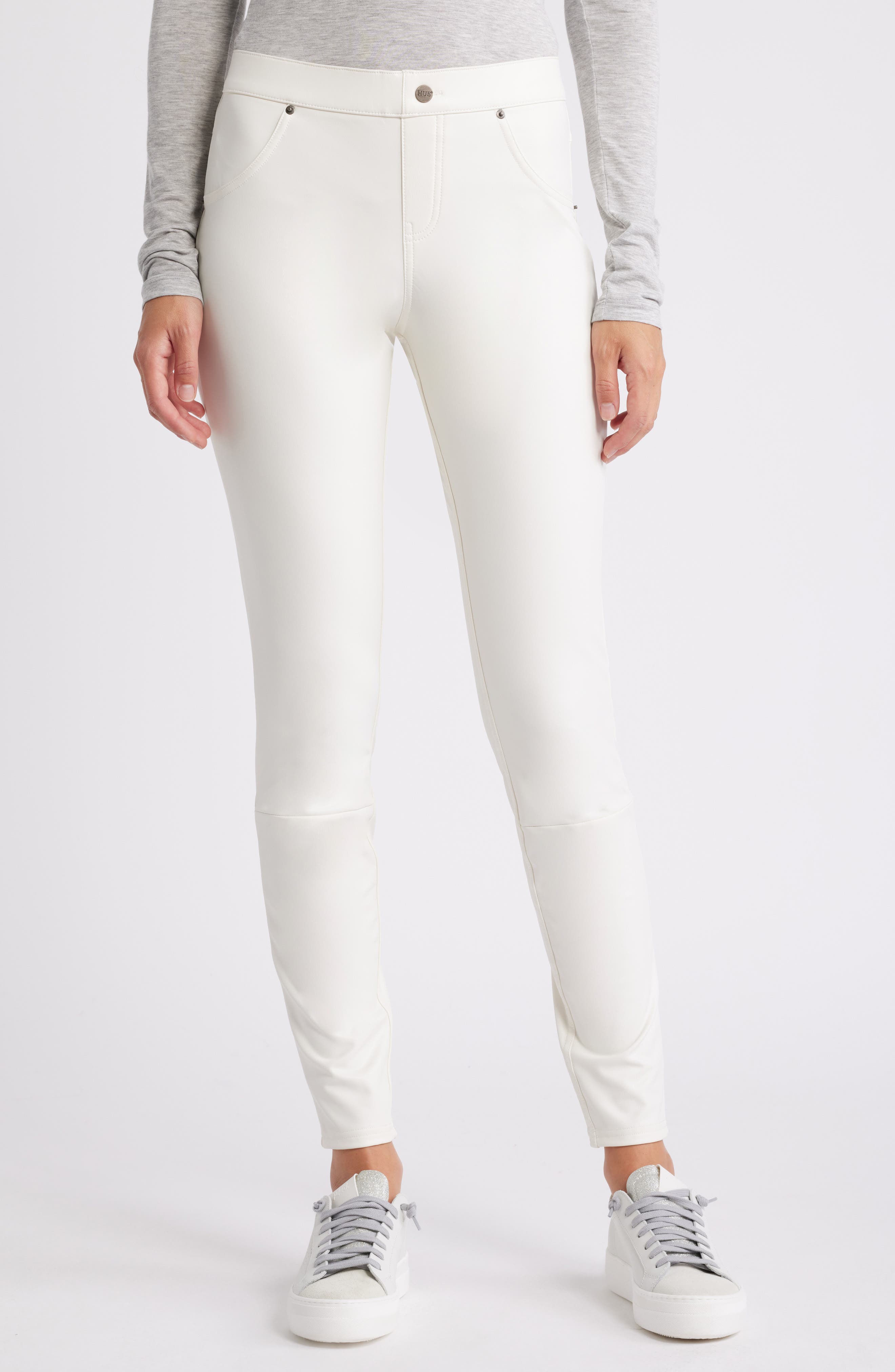 Hue Faux Leather Leggings in Star White 