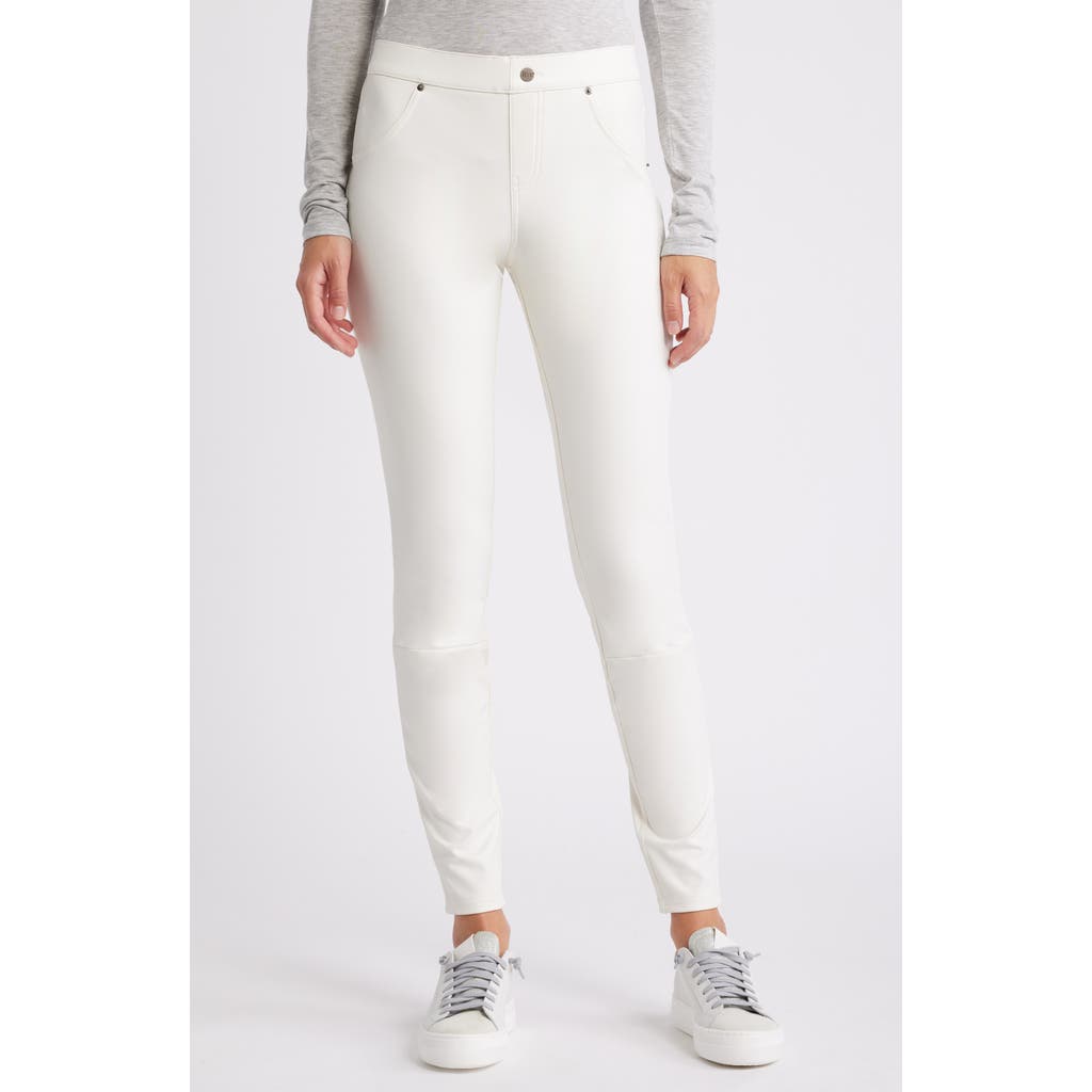 Hue Faux Leather Leggings In Star White