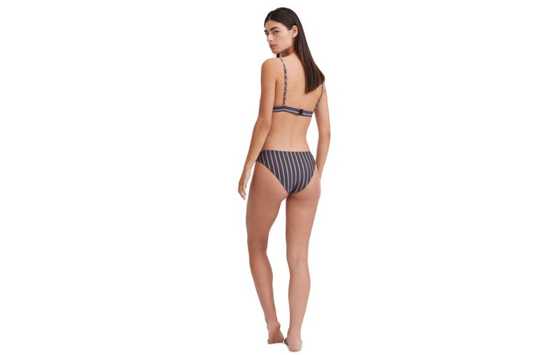 Shop Au Naturel By Gottex Striped Print Triangle Bikini Bra Swim Top In Dark Olive