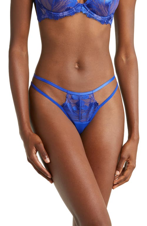 Bluebella Surf the Web Embroidered Thong in Surf The Web Blue
