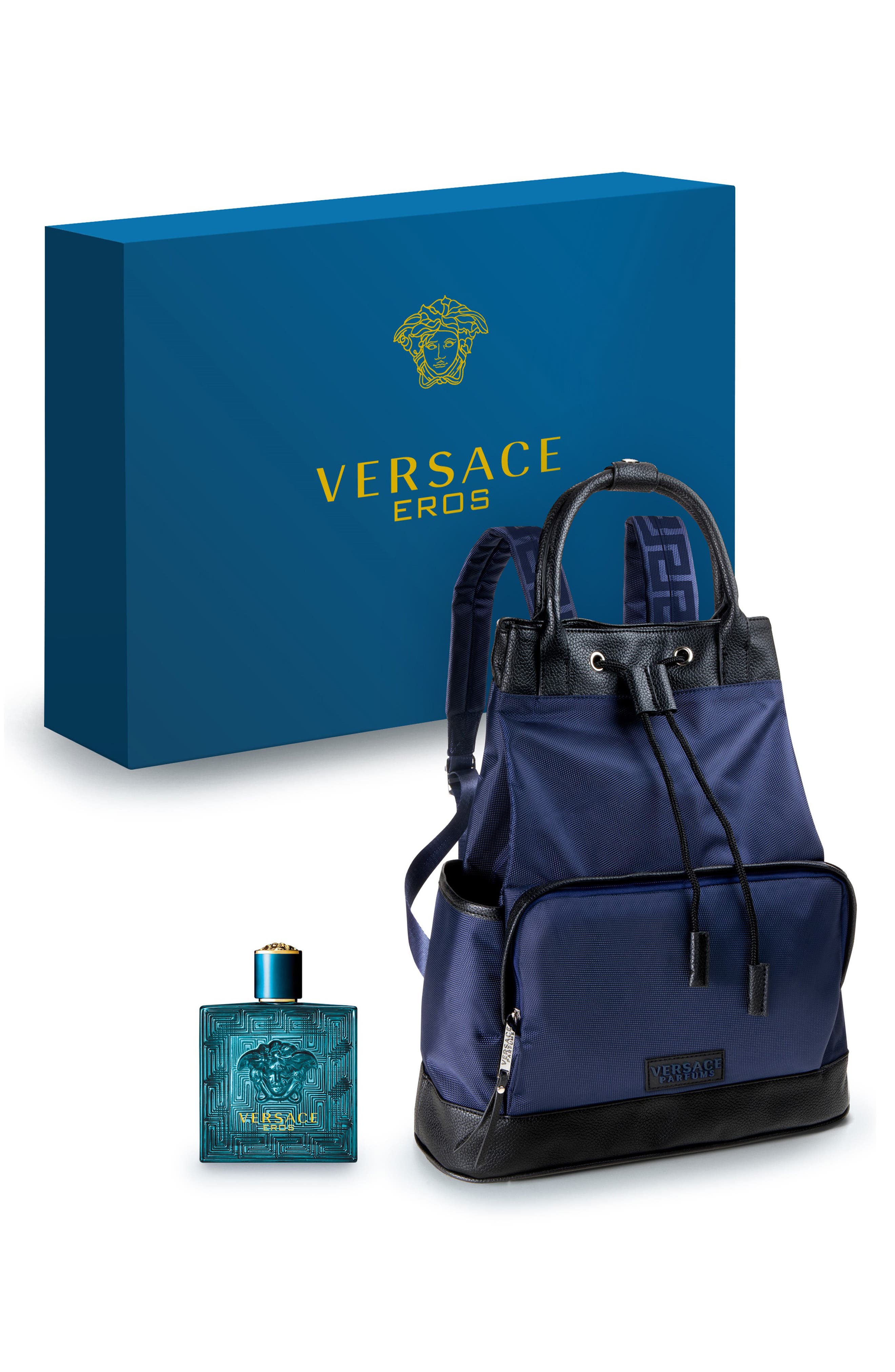versace perfume set with bag