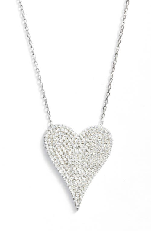 Pavé Heart Pendant Necklace in Silver
