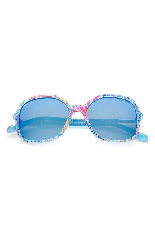 Lilly Pulitzer® Norah 55mm Mirrored Polarized Sunglasses in Crystal