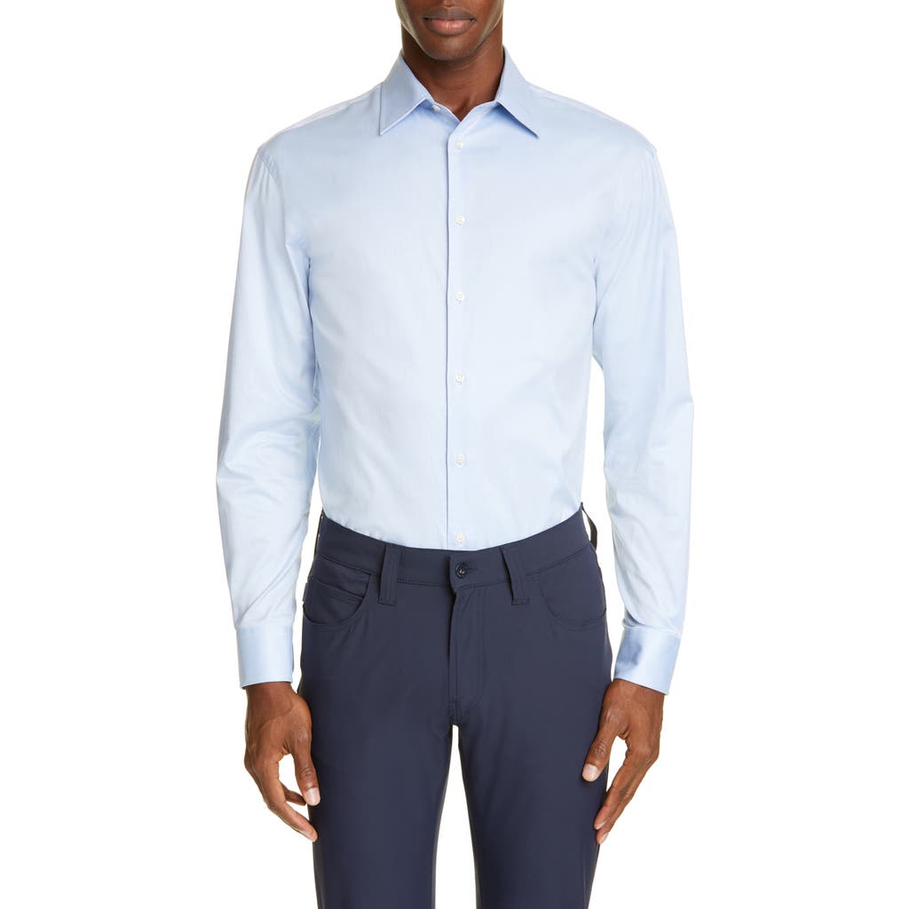 Emporio Armani Trim Fit Solid Dress Shirt In Blue