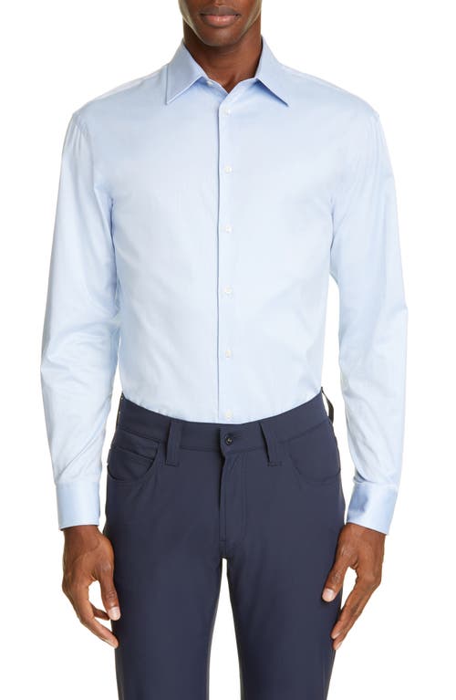 Emporio Armani Trim Fit Solid Dress Shirt in Solid Light/Pastel B at Nordstrom, Size 18