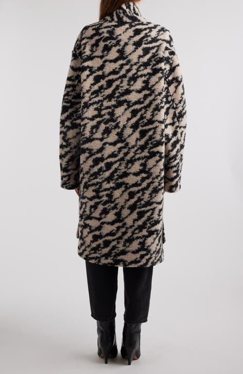 Shop Isabel Marant Étoile Felexia Abstract Print Virgin Wool Blend Coat In Black/beige