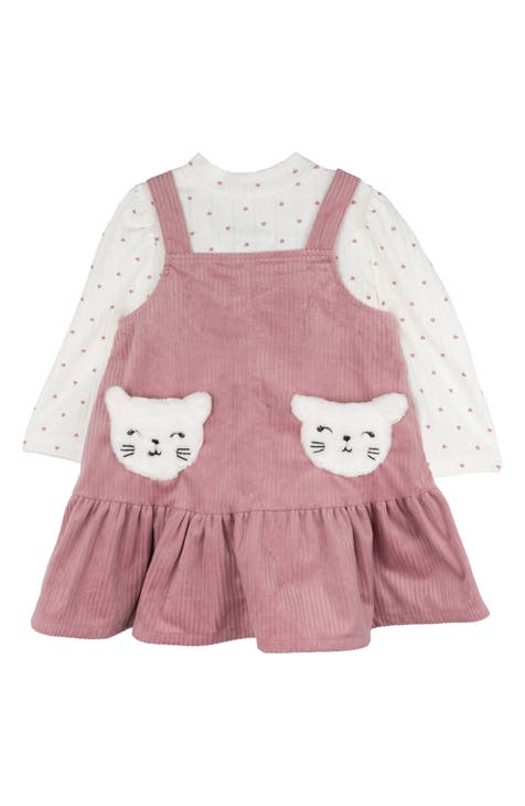 Corduroy Kitten Pocket Dress & Long Sleeve Bodysuit Set (Baby)