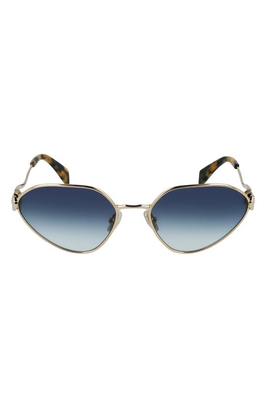 Lanvin Rateau 58mm Cat Eye Sunglasses In Gold / Gradient Blue