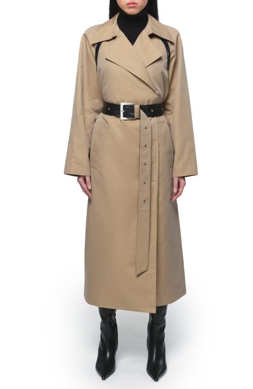 Shop Apparis Marge Belted Trench Coat In Almond Noir