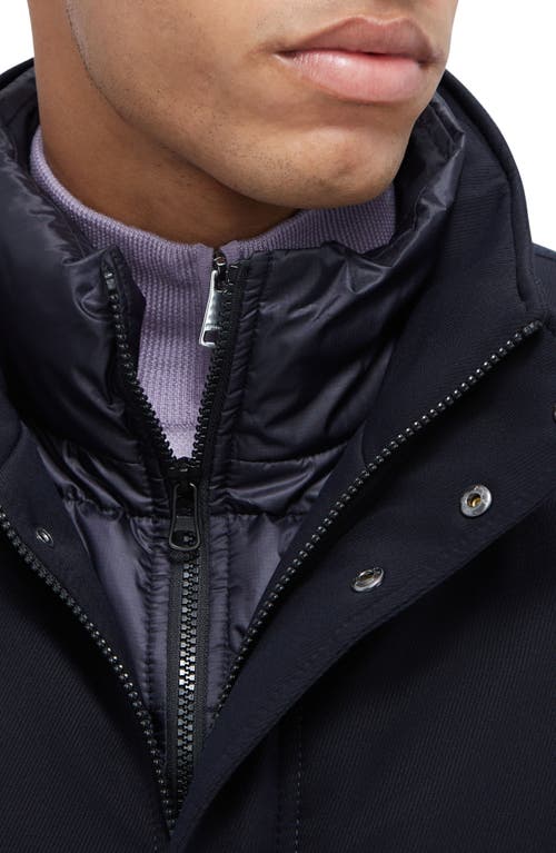 Shop Bugatchi Water Repellent Twill Jacket With Bib In Navy