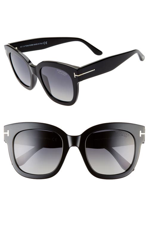 Beatrix 52mm Polarized Gradient Square Sunglasses in Shiny Black/Smoke