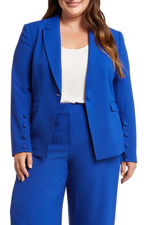 Women's Plus Size Perfect Suit Blue Jacket