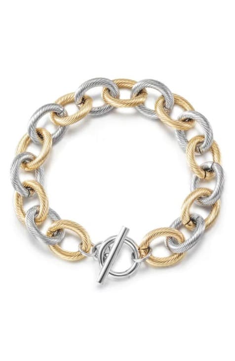 JBD237 Script Monogram Double Chain Bracelet - Jane Basch Designs