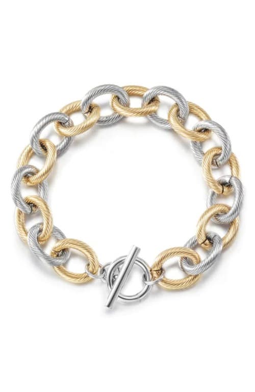 Two-Tone Cable Chain Bracelet in Silver And Gold