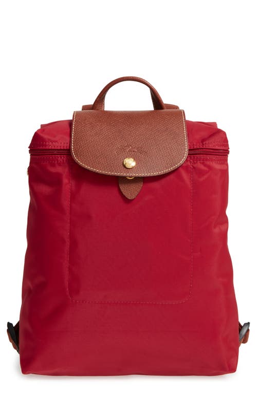 Longchamp Le Pliage Nylon Canvas Backpack in Red 
