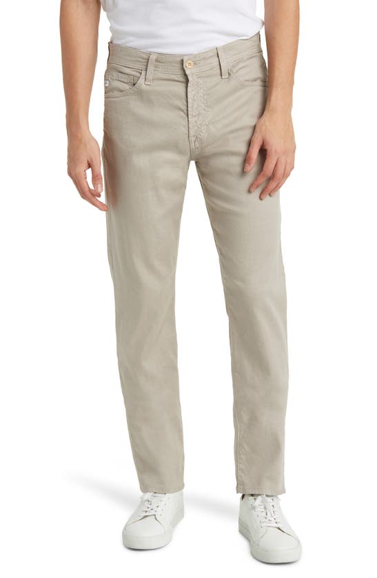 Shop Ag Everett Slim Straight Leg Stretch Cotton & Linen Pants In Beige