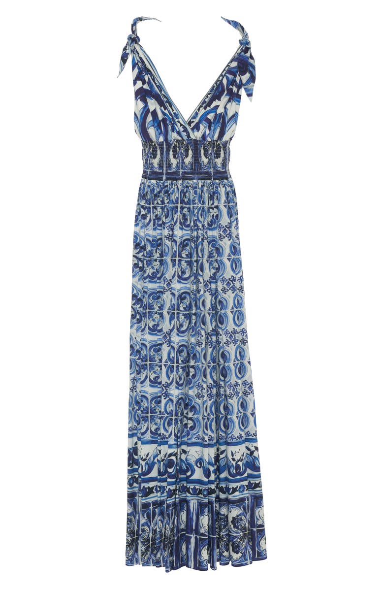 Dolce&Gabbana Blu Mediterraneo Poplin Maxi Dress | Nordstrom