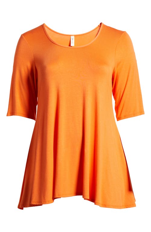 24seven Comfort Apparel Swing Asymmetric Hem Tunic Top In Carrot