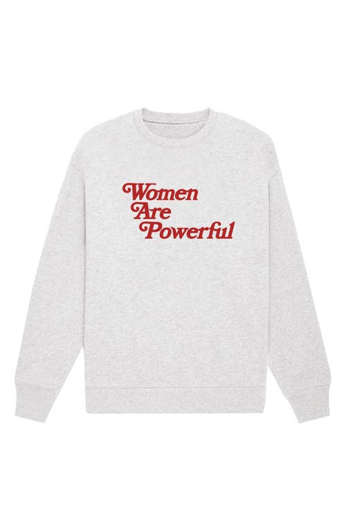 Gender Inclusive Women are Powerful Fleece Graphic Sweatshirt in Ash Gray/Red