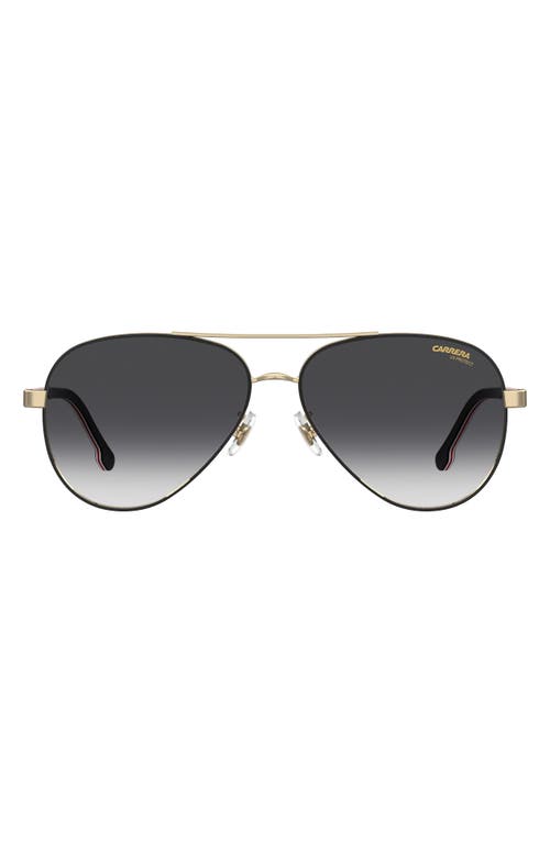 58mm Aviator Sunglasses in Black Gold/Grey Shaded