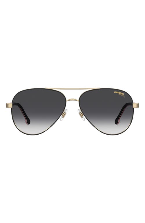 Carrera Eyewear 58mm Aviator Sunglasses in Black Gold/Grey Shaded at Nordstrom