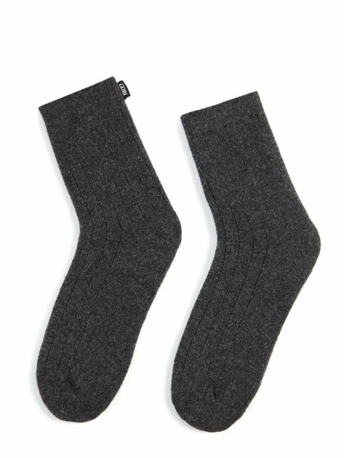 Shop Gobi Cashmere Trim Knit Bed Socks In Charcoal