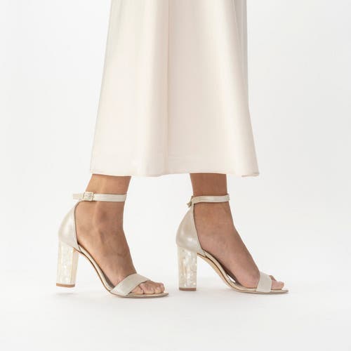 Shop Freya Rose Martene Ankle Strap Pearl Heel In Champagne