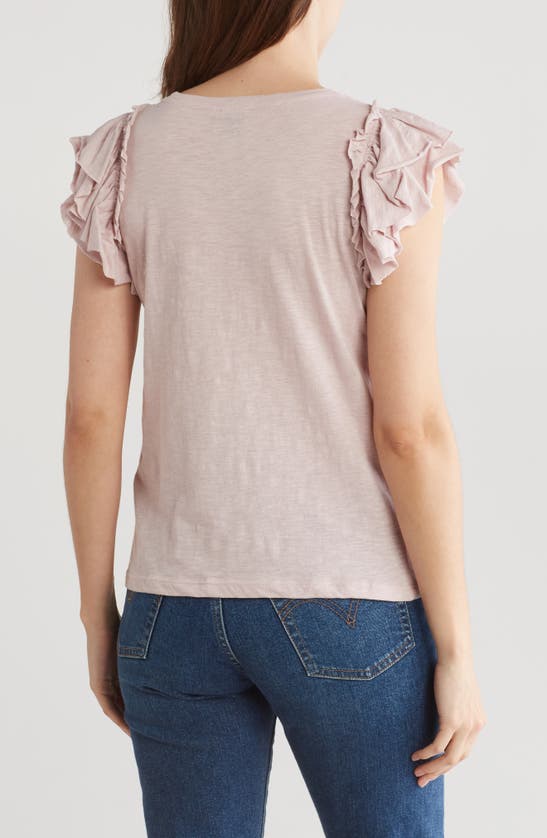 Shop Industry Republic Clothing Double Flutter Sleeve Cotton Top In Light Mauve