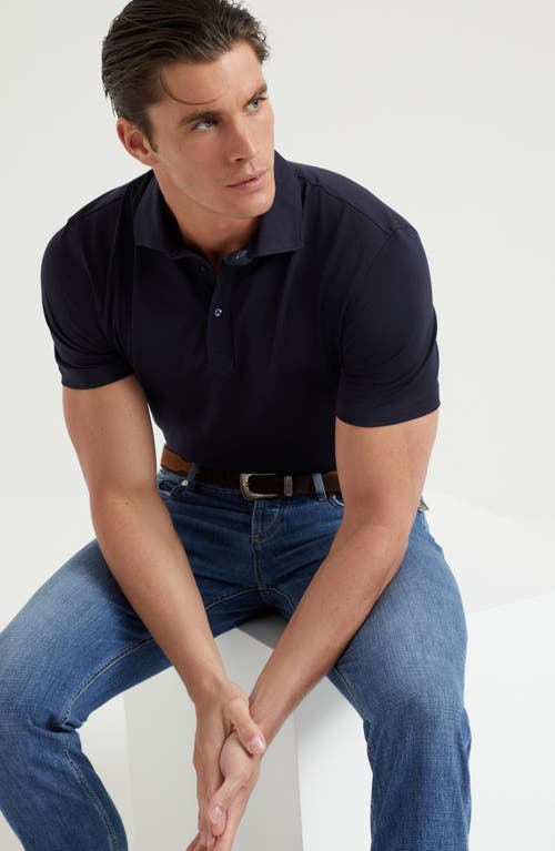 Shop Brunello Cucinelli Basic Fit Polo Shirt In Navy Blue