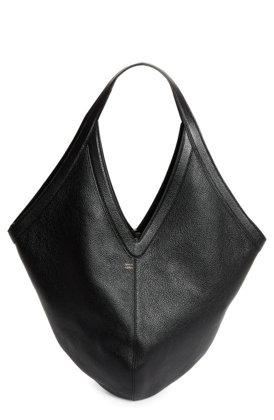 Shop Mansur Gavriel Soft M Leather Hobo Bag In Black
