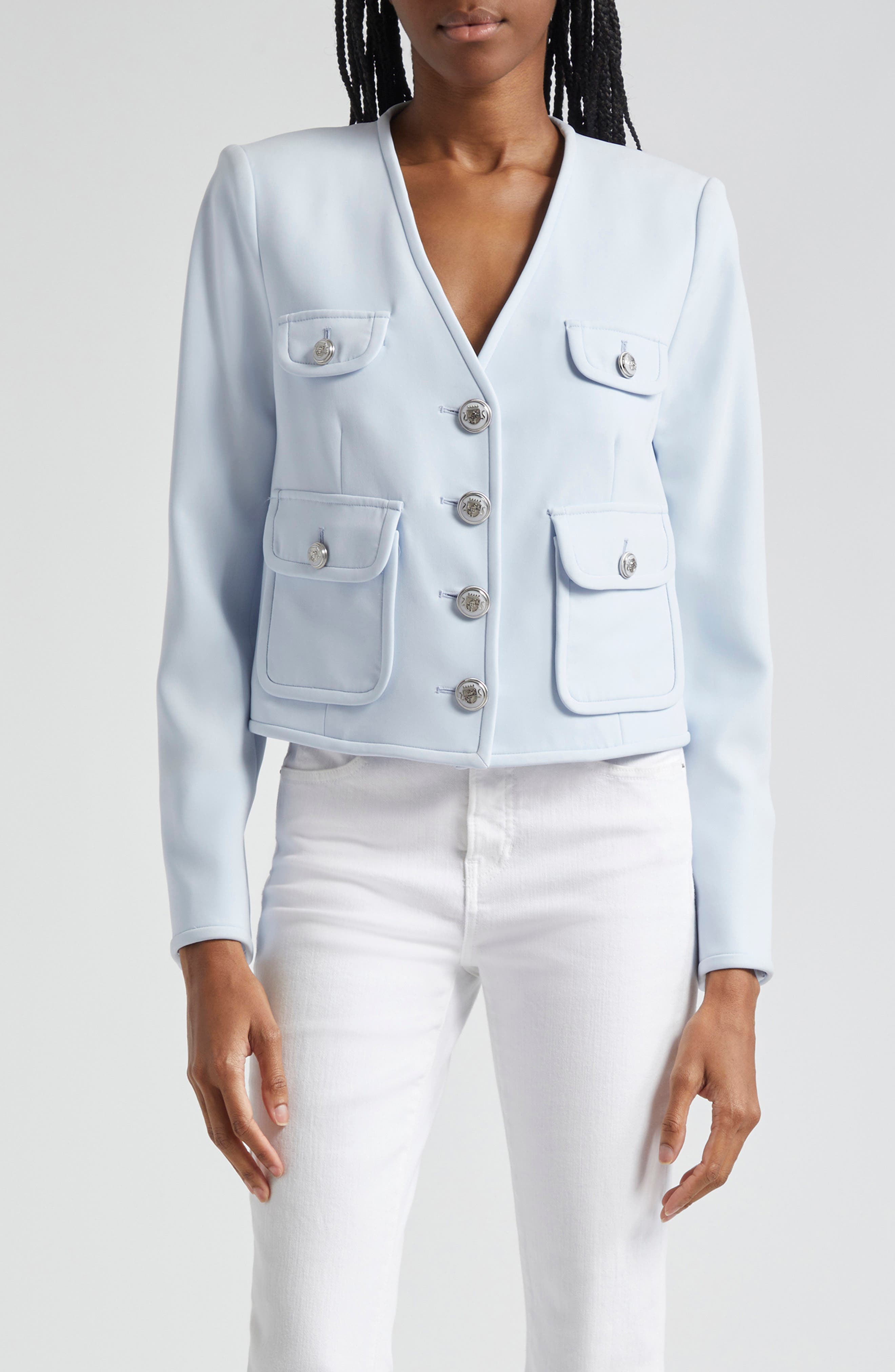Veronica Beard Isola Tailored Jacket In Blue Mist
