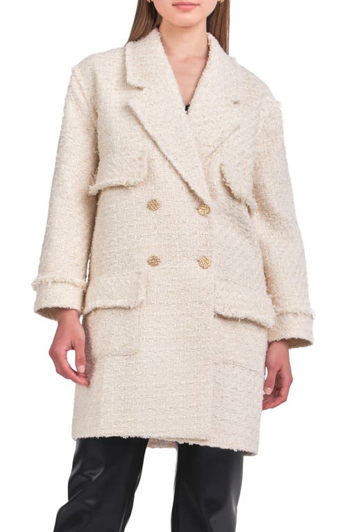 Endless Rose Women's Tweed Fringe Double Breast Coat In Cream