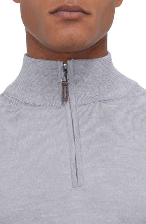 Bugatchi Merino Wool Quarter Zip Pullover In Platinum