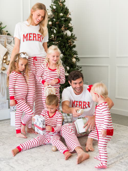 Rufflebutts Modal Blend Toddler Girls Ruffle Long Sleeve Pajama Set In Red & White Stripe